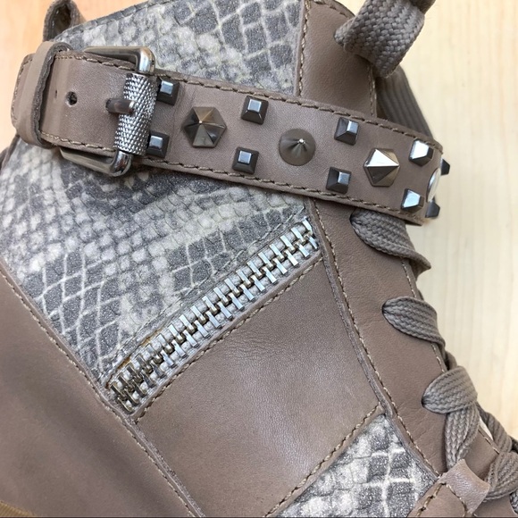 Sam Edelman Brogan Wedge Gray Tan Snake Sneakers 6 - Picture 10 of 15